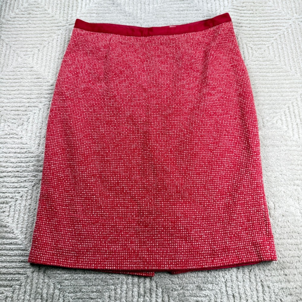 Boden Pencil Skirt Womens 12L Red Cotton Office Preppy Academic Sophisticated
